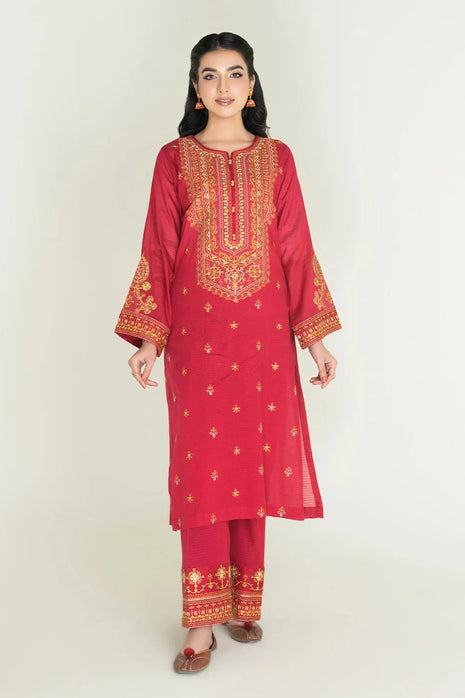 2PC Stitched Embroidered Lawn Shirt & Trouser | RKTE-3854 Embroidered KHAS STORES 