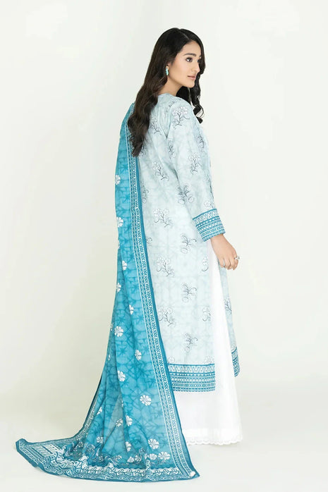 2PC Stitched Printed Lawn Shirt & Dupatta | RTW-KSD-3871 Printed KHAS STORES 