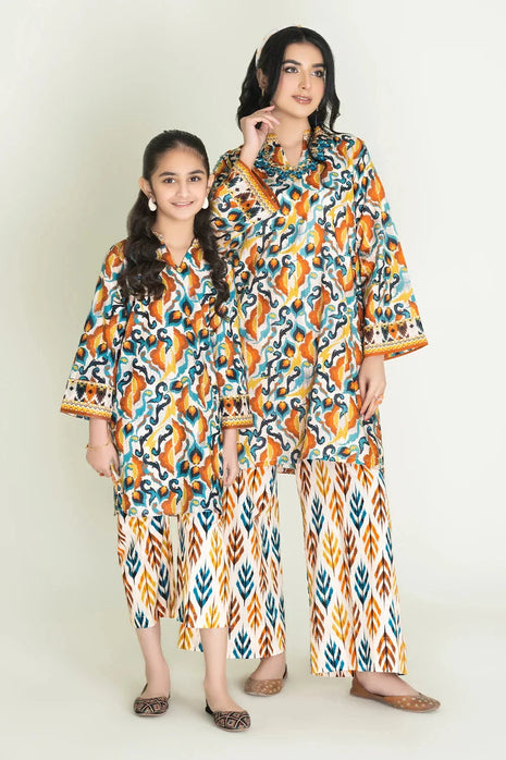2PC Stitched Printed Lawn Shirt & Trouser | RTW-KST-3460 K Printed KHAS STORES 