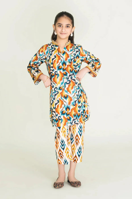 2PC Stitched Printed Lawn Shirt & Trouser | RTW-KST-3460 K Printed KHAS STORES 