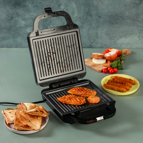 2-in-1 Multi-Snacks Maker 1400W Sandwich & Grill Maker - Non-Stick Plates