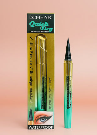 L'Oreal Quick Dry liquid eyeliner pen with packaging on a white background