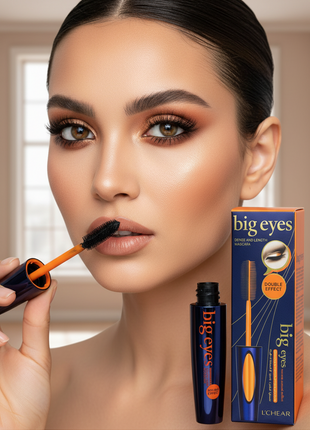 L'Cherie Big Eyes mascara with packaging on a white background