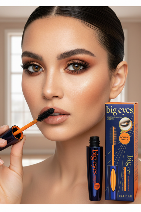 L'Cherie Big Eyes mascara with packaging on a white background