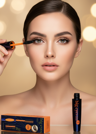 L'Cherie Big Eyes mascara with packaging on a white background