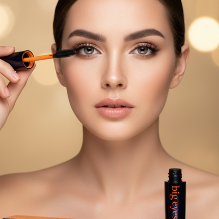 L'Cherie Big Eyes mascara with packaging on a white background