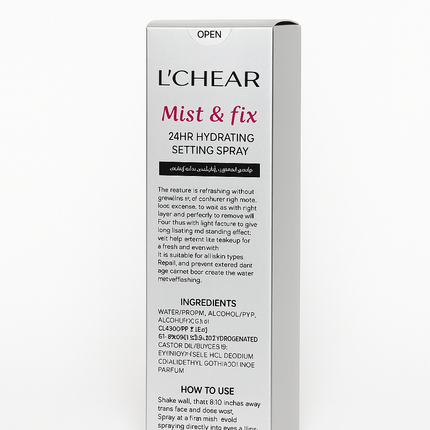 L'CHEAR MIST & FIX 24HR HYDRATING SETTING SPRAY - OIL CONTROL - WATERPROOF FORMULA