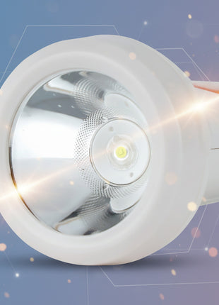 Close-up of a flashlight on a white background