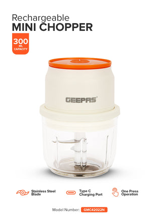 Rechargeable Mini Chopper - Durable Stainless-Steel Blades