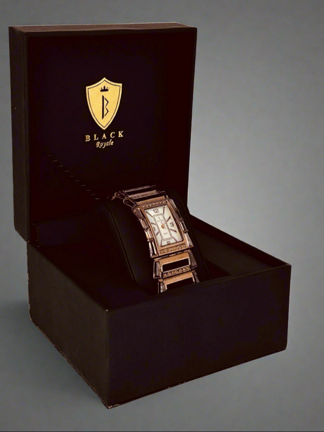 BLACK ROYALE LADIES - FANCY WATCH - BROWN STONE - BRONZE