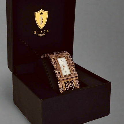 BLACK ROYALE LADIES - FANCY WATCH - BROWN STONE - BRONZE