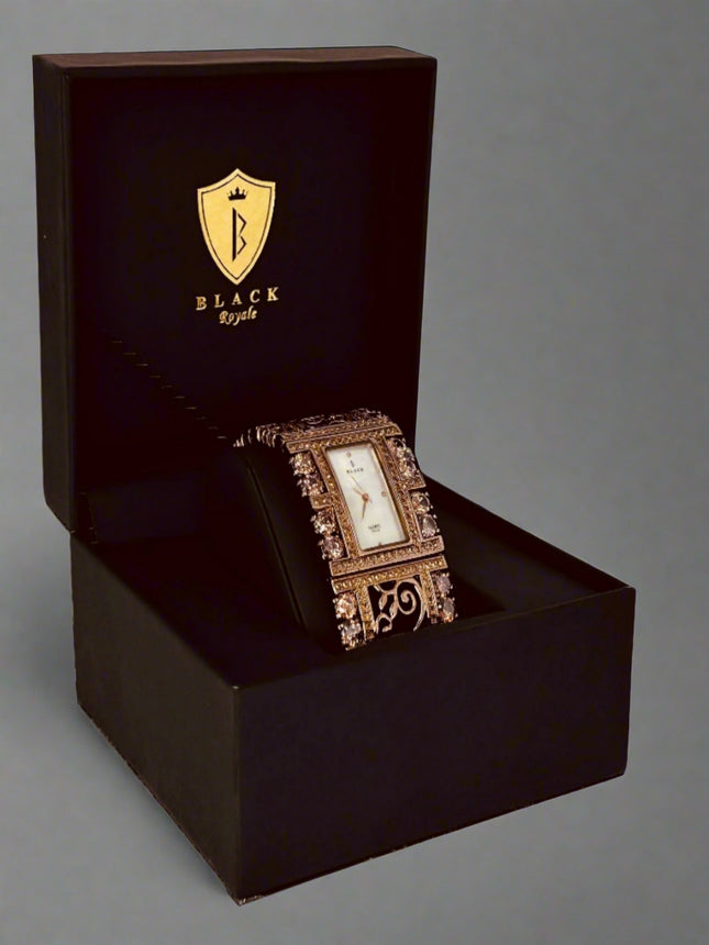 BLACK ROYALE LADIES - FANCY WATCH - BROWN STONE - BRONZE