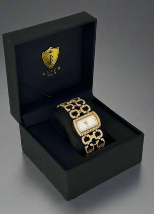 BLACK ROYALE LADIES - FANCY WATCH - STONE - GOLD