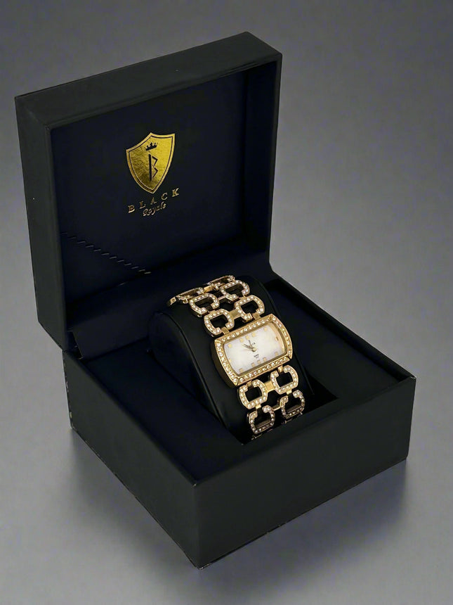 BLACK ROYALE LADIES - FANCY WATCH - STONE - GOLD