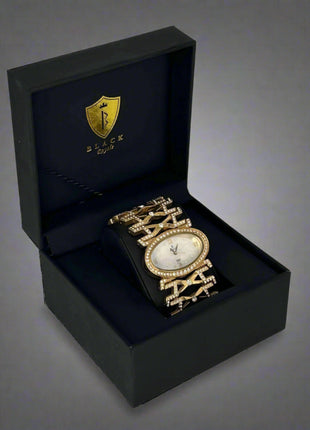 BLACK ROYALE LADIES - FANCY WATCH - STONE - GOLD