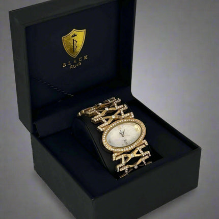 BLACK ROYALE LADIES - FANCY WATCH - STONE - GOLD