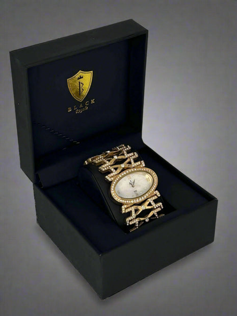 BLACK ROYALE LADIES - FANCY WATCH - STONE - GOLD