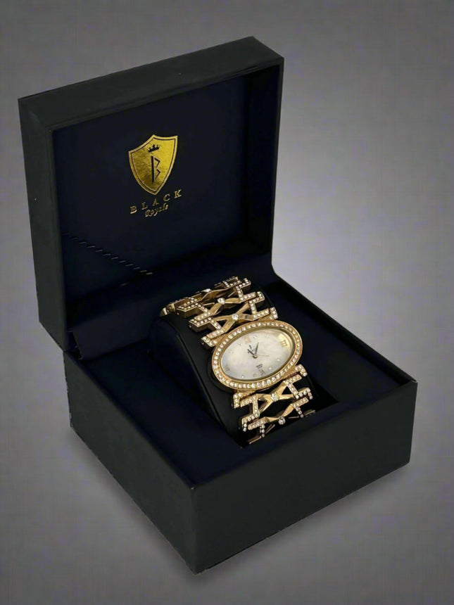 BLACK ROYALE LADIES - FANCY WATCH - STONE - GOLD
