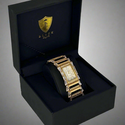 BLACK ROYALE LADIES - FANCY WATCH - STONE SETTING - GOLD