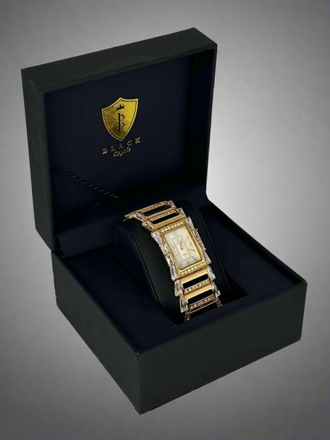 BLACK ROYALE LADIES - FANCY WATCH - STONE SETTING - GOLD