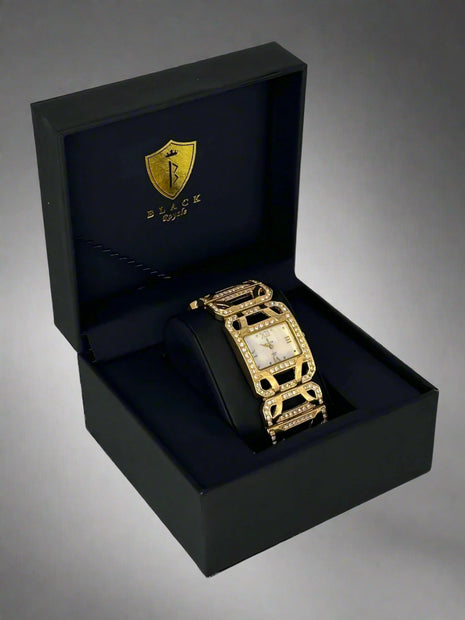 BLACK ROYALE LADIES - FANCY WATCH STONE SETTING - GOLD