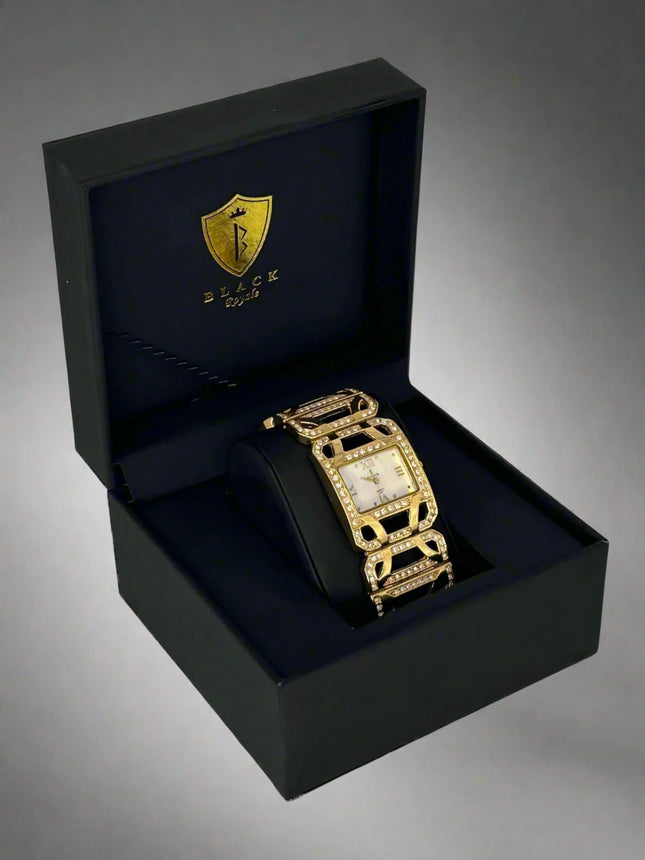 BLACK ROYALE LADIES - FANCY WATCH STONE SETTING - GOLD
