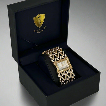 BLACK ROYALE LADIES - FANCY WATCH - SETTING STONE - GOLD