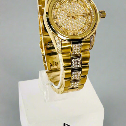 BLACK ROYALE REX SWISS PRECISION - LADIES DIAMOND STUDDED - GOLD DIAL