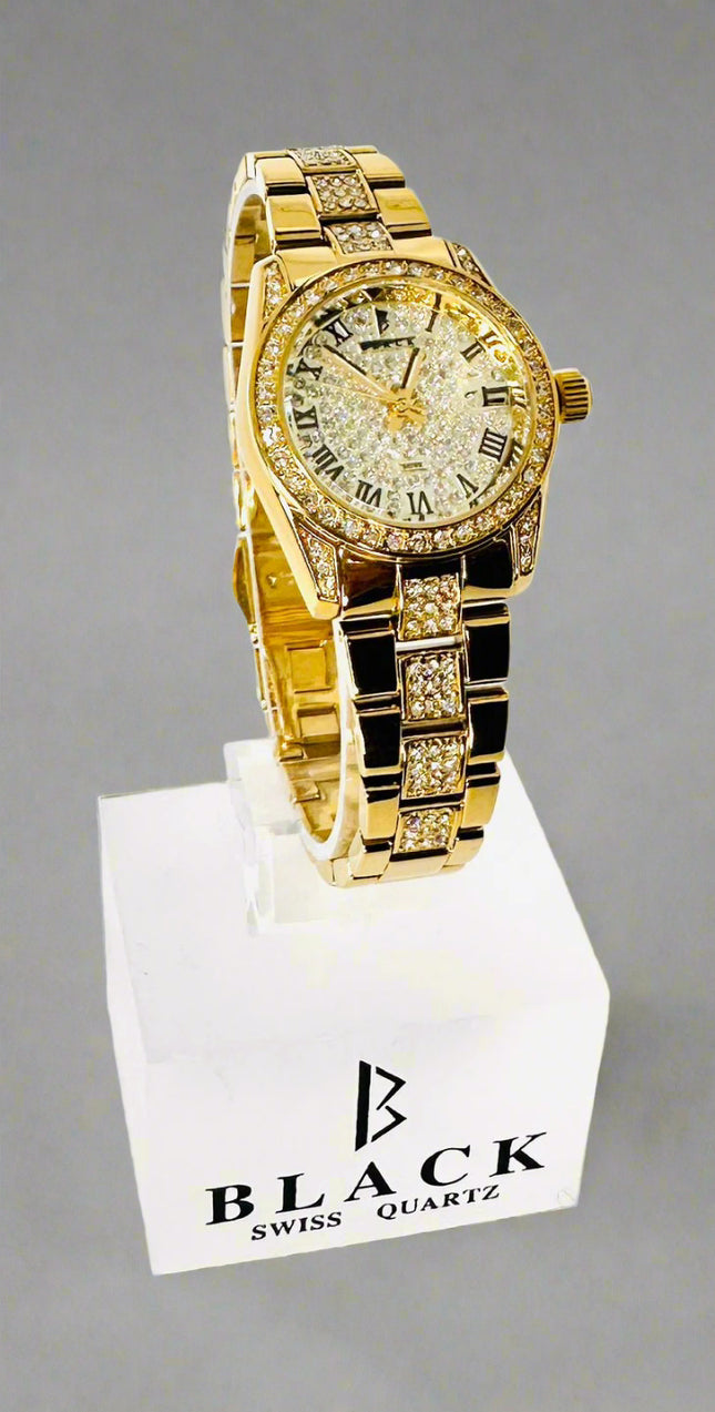 BLACK ROYALE REX SWISS PRECISION - LADIES DIAMOND STUDDED - GOLD
