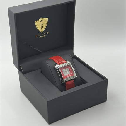 BLACK ROYALE SWISS MOVEMENT - GENUINE LEATHER - RED