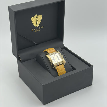 BLACK ROYALE SWISS MOVEMENT - GENUINE LEATHER - YELLOW