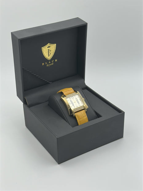 BLACK ROYALE SWISS MOVEMENT - GENUINE LEATHER - YELLOW