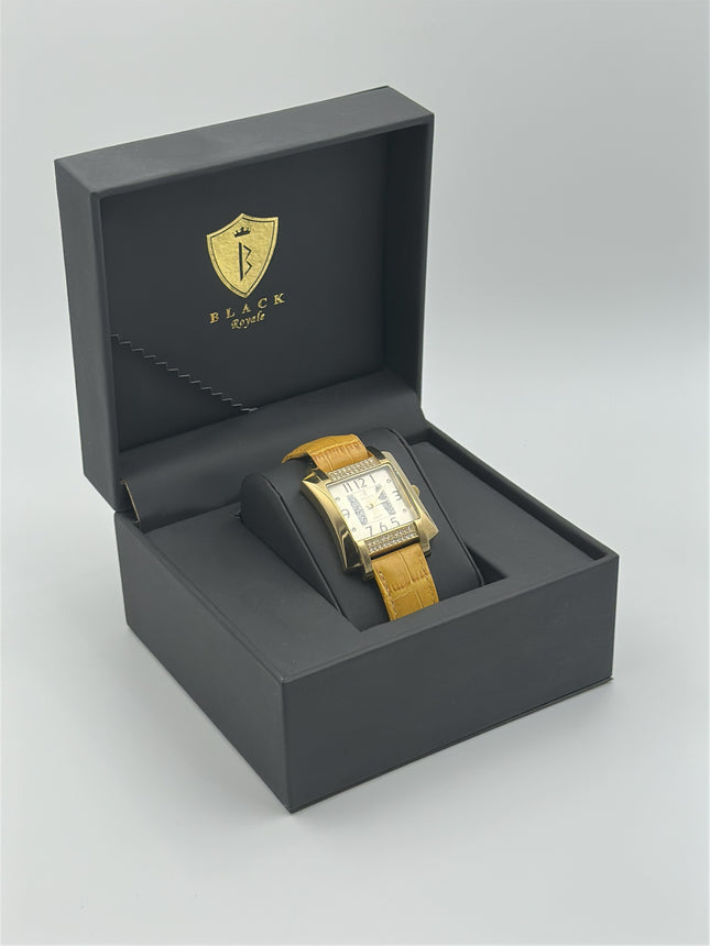 BLACK ROYALE SWISS MOVEMENT - GENUINE LEATHER - YELLOW
