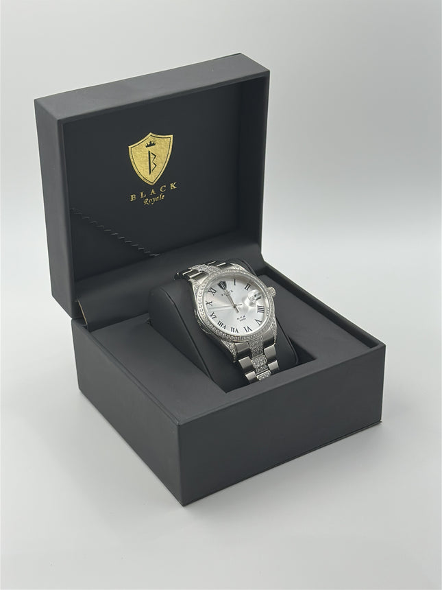 BLACK ROYALE REX SWISS PRECISION - DIAMOND STUDDED - SILVER