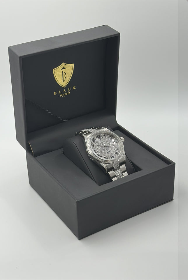BLACK ROYALE REX SWISS PRECISION - DIAMOND STUDDED - SILVER