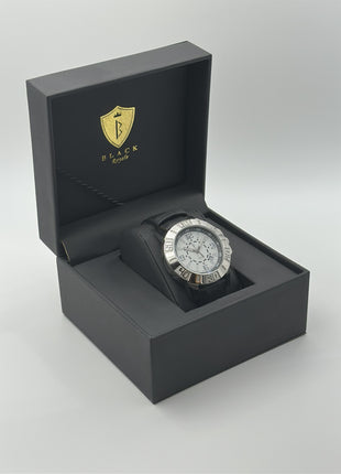 BLACK ROYALE QUARTZ SWISS MOVEMENT - GENUINE LEATHER - BLACK STRAPE