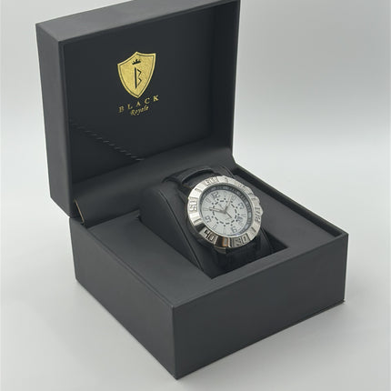 BLACK ROYALE QUARTZ SWISS MOVEMENT - GENUINE LEATHER - BLACK STRAPE