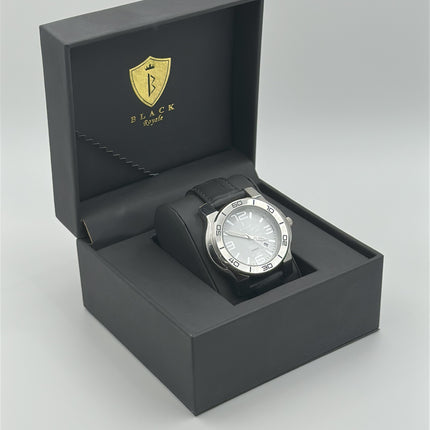 BLACK ROYALE QUARTZ SWISS MOVEMENT - GENUINE LEATHER - BLACK