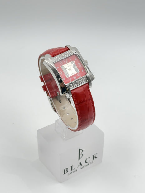 BLACK ROYALE SWISS MOVEMENT - GENUINE LEATHER - RED