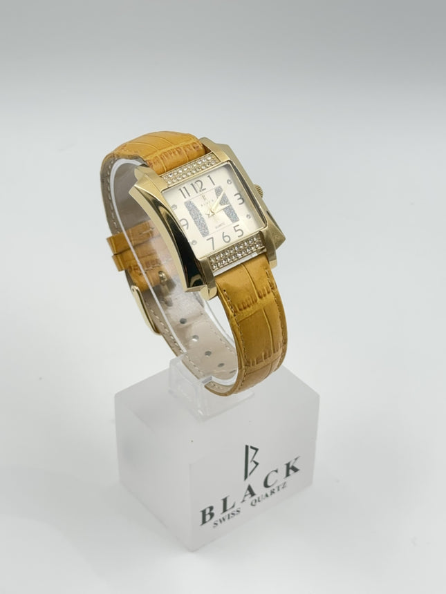 BLACK ROYALE SWISS MOVEMENT - GENUINE LEATHER - YELLOW
