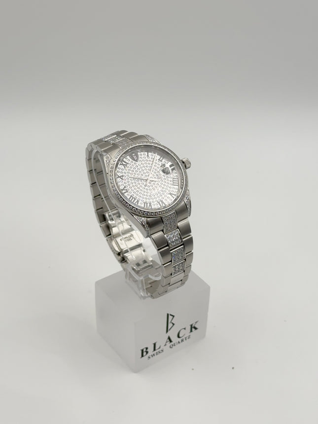 BLACK ROYALE REX SWISS PRECISION - DIAMOND STUDDED - SILVER