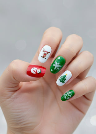 Festive Handcrafted Christmas Small Size Press On Nails for a Glam Holiday Look