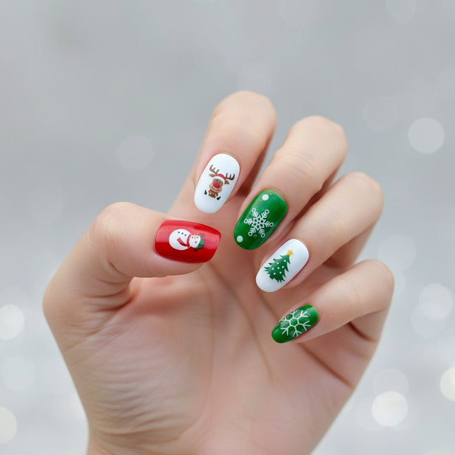 Festive Handcrafted Christmas Small Size Press On Nails for a Glam Holiday Look