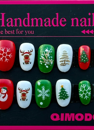 Festive Handcrafted Christmas Small Size Press On Nails for a Glam Holiday Look