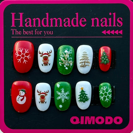 Festive Handcrafted Christmas Small Size Press On Nails for a Glam Holiday Look