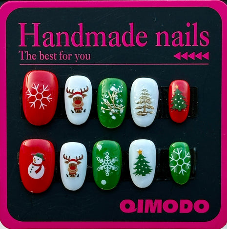 Festive Handcrafted Christmas Small Size Press On Nails for a Glam Holiday Look