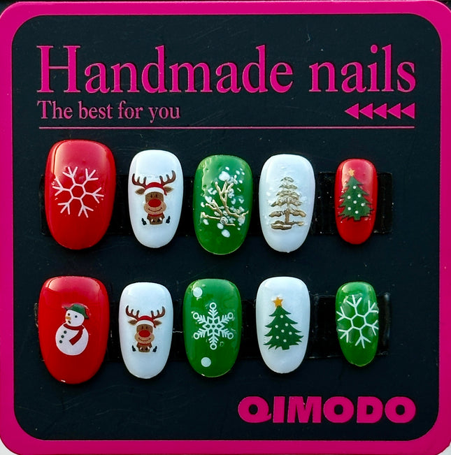 Festive Handcrafted Christmas Small Size Press On Nails for a Glam Holiday Look