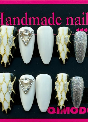 Gothic-Inspired 3D Acrylic Press - On Nails - Sleek Finish
