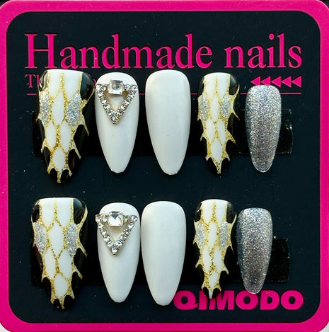 Gothic-Inspired 3D Acrylic Press - On Nails - Sleek Finish