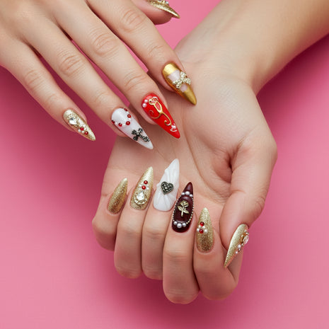 Stylish Pastel 3D Press - On Nails – Handmade with Love